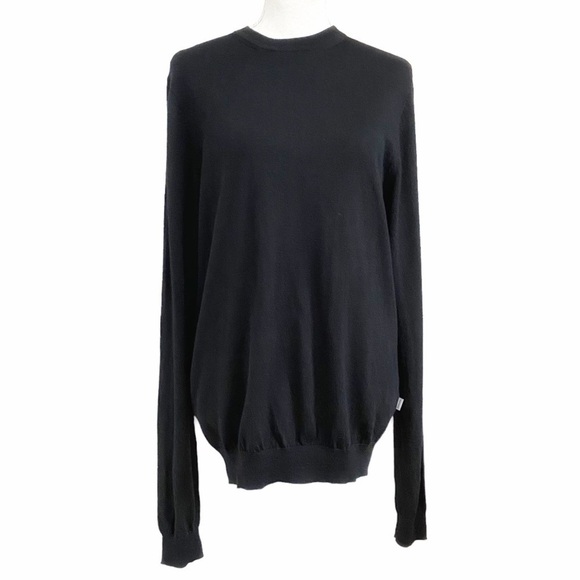 Frank AND OAK MEN'S 100% MERINO WOOL BLACK CREW NECK KNITTED SWEATER - M - Picture 1 of 9